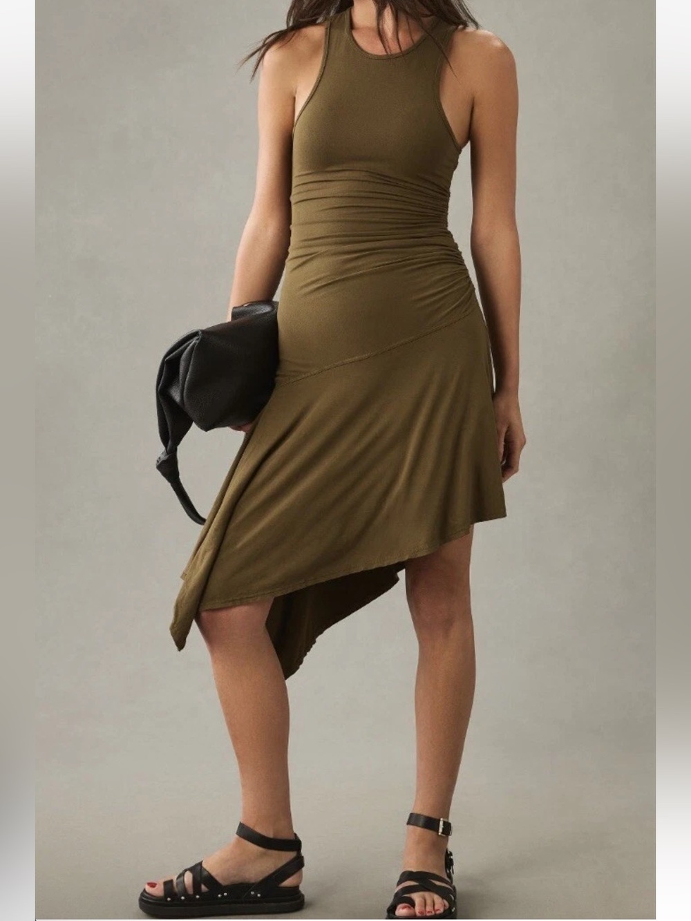 NWT Anthropologie Daily Practice Sleeveless Ruched Side Dress Size XL - Picture 3 of 12